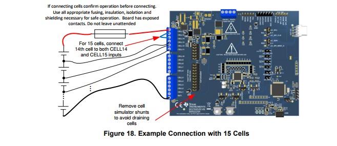 BQ76952EVM評估模塊和15節電池的鏈接